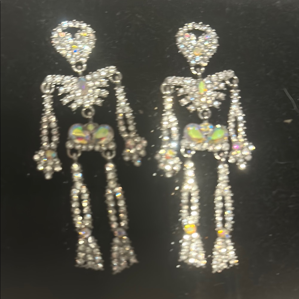 Piper Silver Crystal Skeleton Earrings 33$
